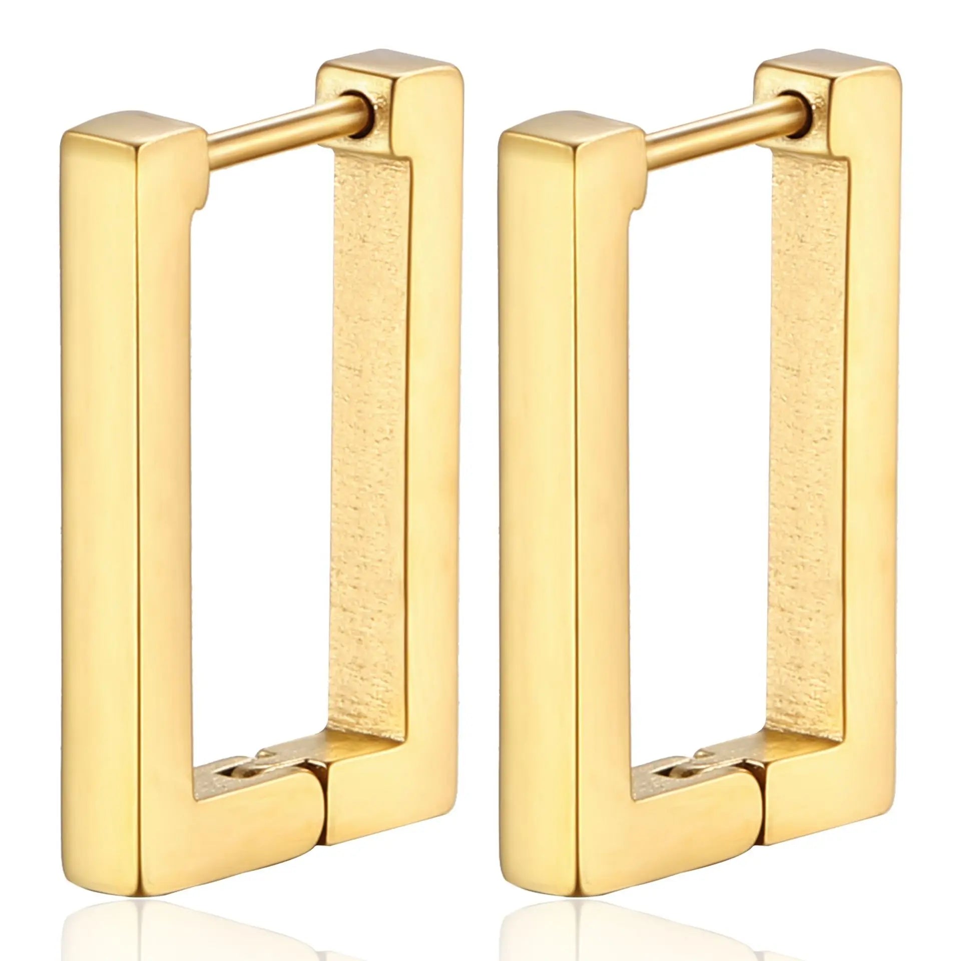 2PCS New Gold Color Square Hoop Earrings Women Men Stainless Steel Huggie Minimalist Punk Unisex Rock Earrings Piercing Jewelry-Dollar Bargains Online Shopping Australia