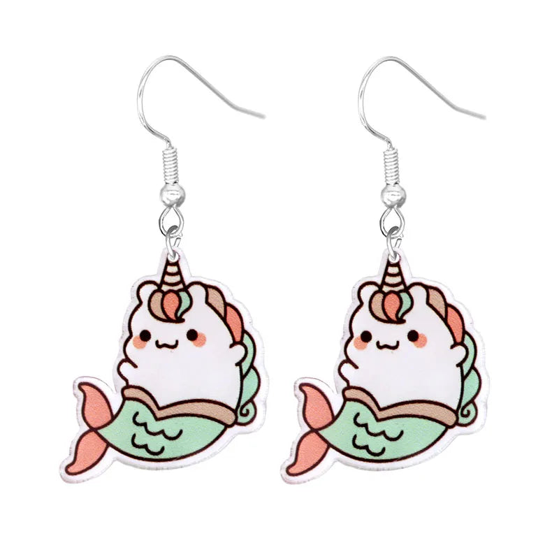 Cute Cat Design Dangle Earrings Acrylic Jewelry Adorable Gift For Women Girls Daily Casual Frog Bee Pig Hamster-Dollar Bargains Online Shopping Australia