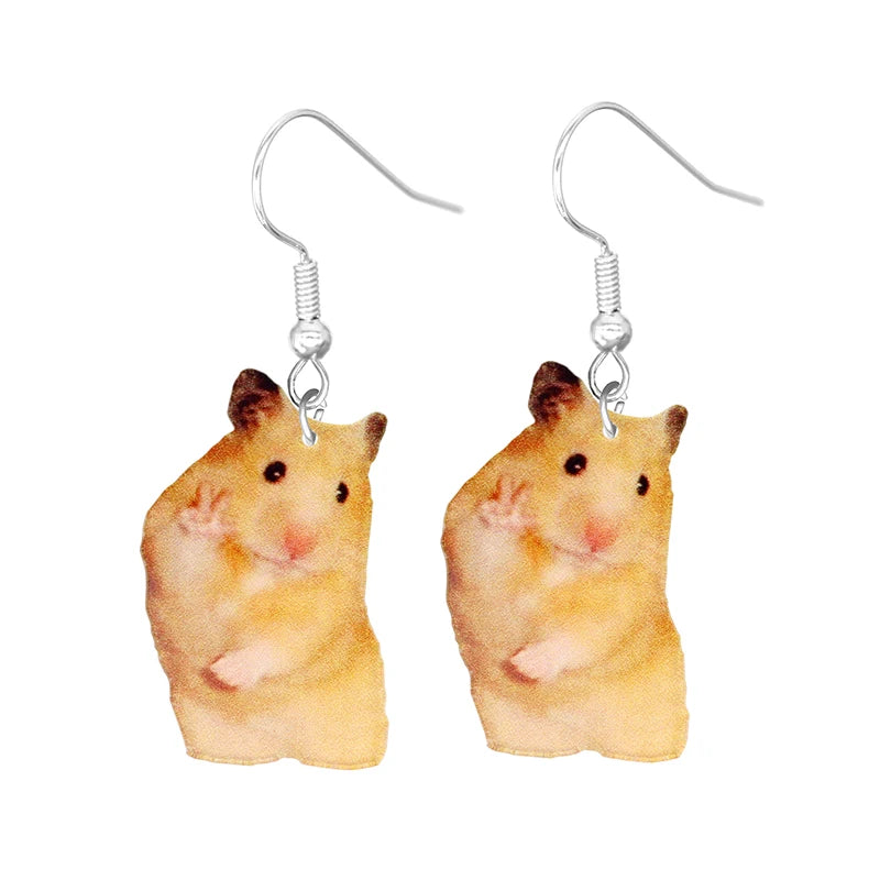 Cute Cat Design Dangle Earrings Acrylic Jewelry Adorable Gift For Women Girls Daily Casual Frog Bee Pig Hamster-Dollar Bargains Online Shopping Australia