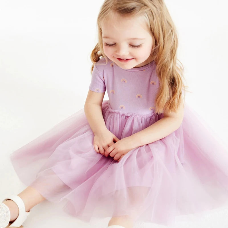 Girls Clothes Summer Rainbow Purple Mesh Princess Dress Girls Dresses Wedding Party Dress for Kids Summer-Dollar Bargains Online Shopping Australia