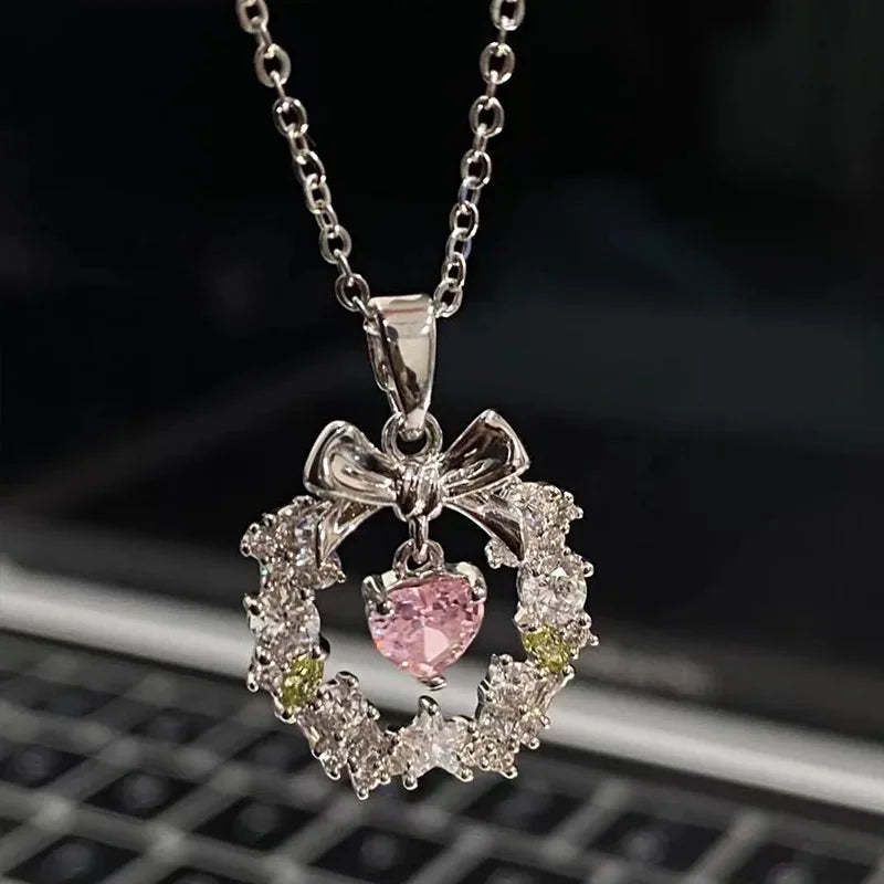 Love Heart Silver Necklace For Women Elegant Fashion Punk Party Pendant Chain Birthday Gift Sweet Accessories Charm Jewelry-Dollar Bargains Online Shopping Australia