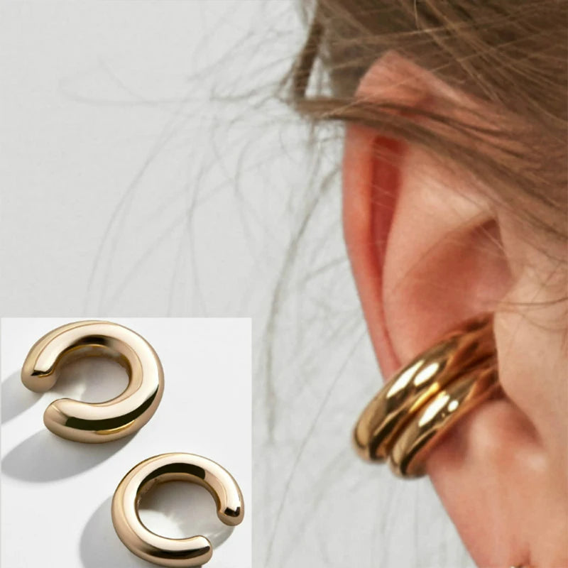 Gold Silver Ear Cuff Without Piercing Ear Clips Earrings For Women Trendy Earring Fake Cartilage Earrings Clip-Dollar Bargains Online Shopping Australia