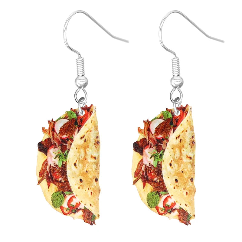 Food Earring 2D Handmade Cute Interesting Taco Corn Crunchy Burger Biscuits French Fries Ice Cream Cheese Cute-Dollar Bargains Online Shopping Australia