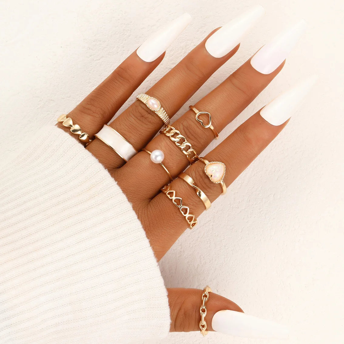 Bohemian Vintage Irregularly Ring Set for Women Gold Color Boho Butterfly Snake Heart Geometric Rings Retro Fashion Jewelry Gift-Dollar Bargains Online Shopping Australia