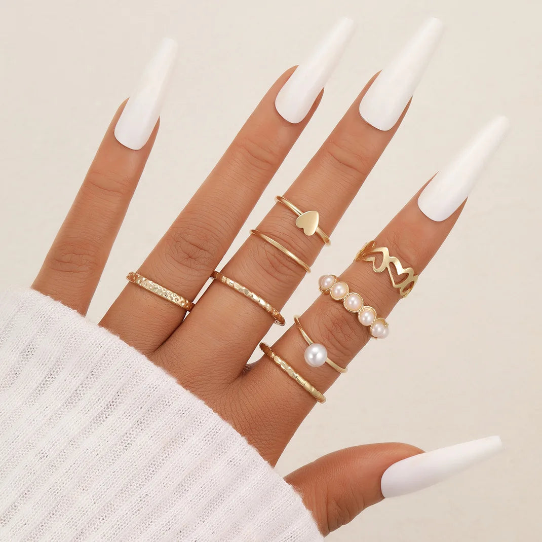 Bohemian Vintage Irregularly Ring Set for Women Gold Color Boho Butterfly Snake Heart Geometric Rings Retro Fashion Jewelry Gift-Dollar Bargains Online Shopping Australia