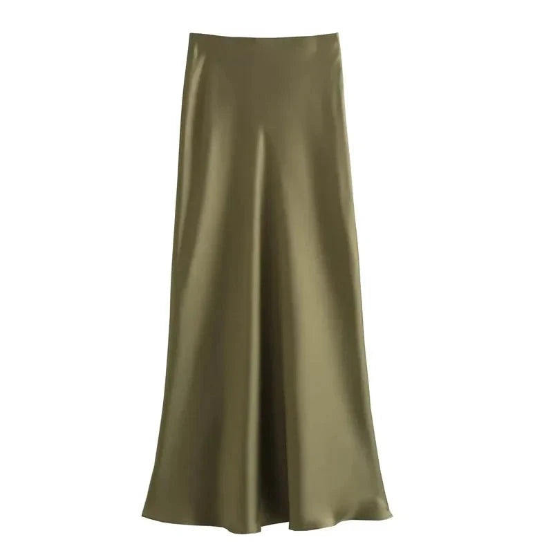 Women's Skirts Basic Satin Skirt High Waist Stylish Long Skirts Midi Chic And Elegan-Dollar Bargains Online Shopping Australia