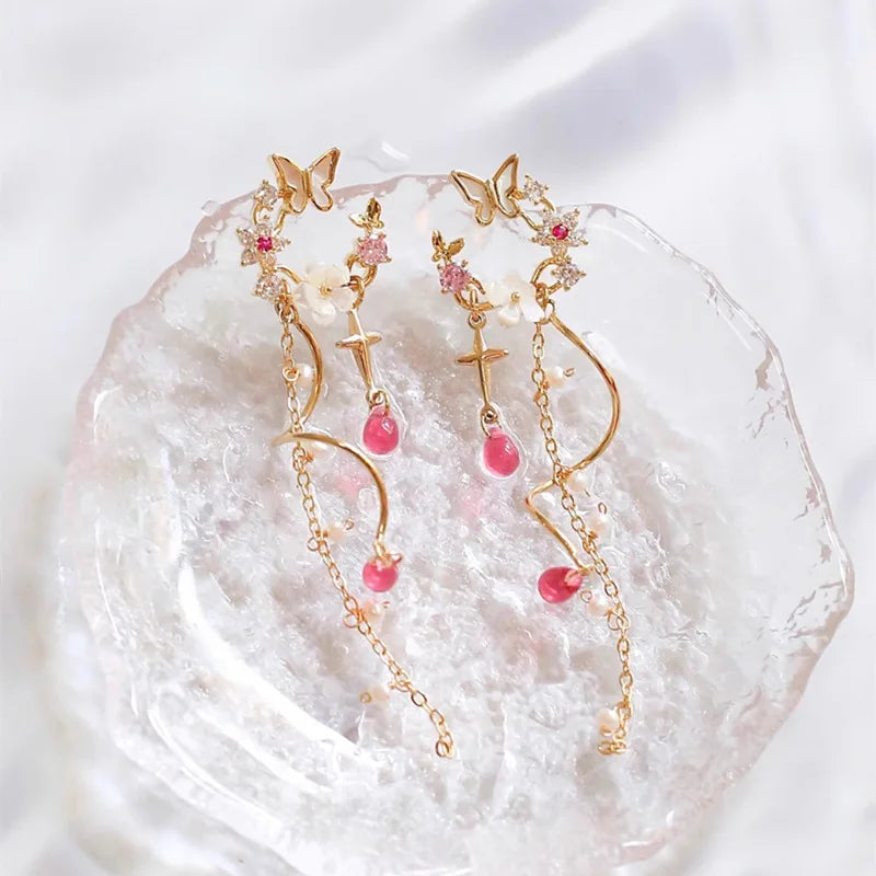 Flower Butterfly Long Tassel Earrings for Women Fashion Personality Cute Summer Daily Accessories Party Jewelry Birthday Gift-Dollar Bargains Online Shopping Australia