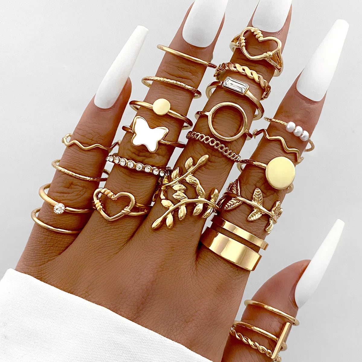 Bohemian Vintage Irregularly Ring Set for Women Gold Color Boho Butterfly Snake Heart Geometric Rings Retro Fashion Jewelry Gift-Dollar Bargains Online Shopping Australia