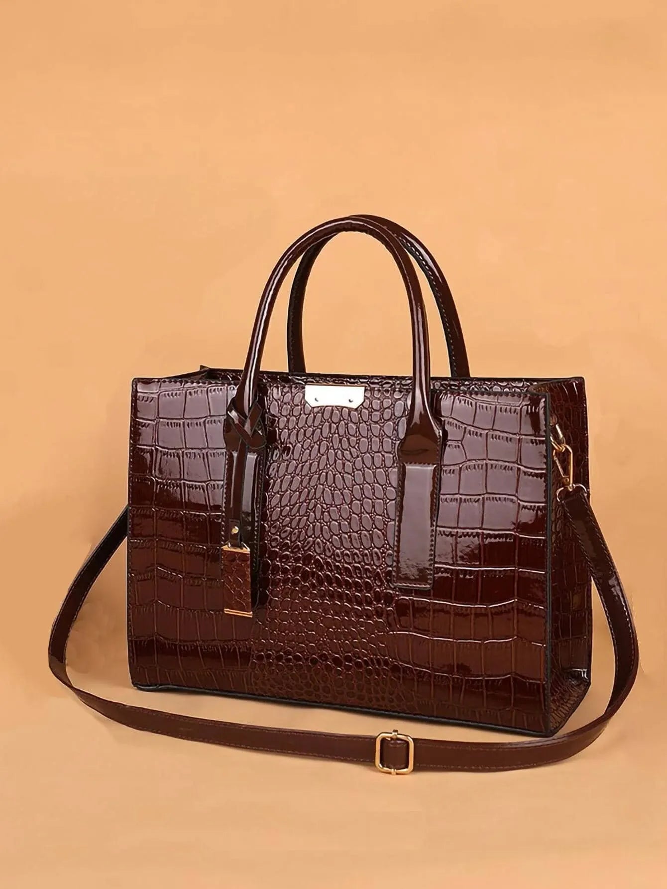 Luxury Handbag Crocodile PU Patent Leather Crossbody Bag-Dollar Bargains Online Shopping Australia