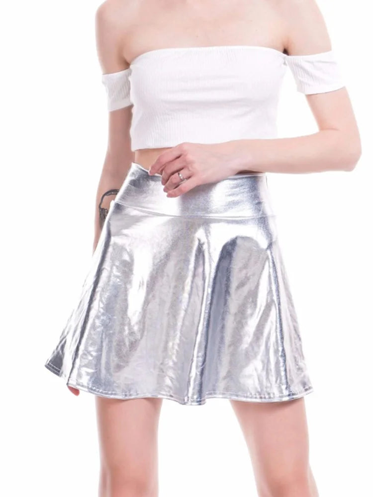 Pleated Skirts Women Short Sexy Elastic High Waist Solid Casual Green Silver Gold Pink Mini Party Clubwear-Dollar Bargains Online Shopping Australia