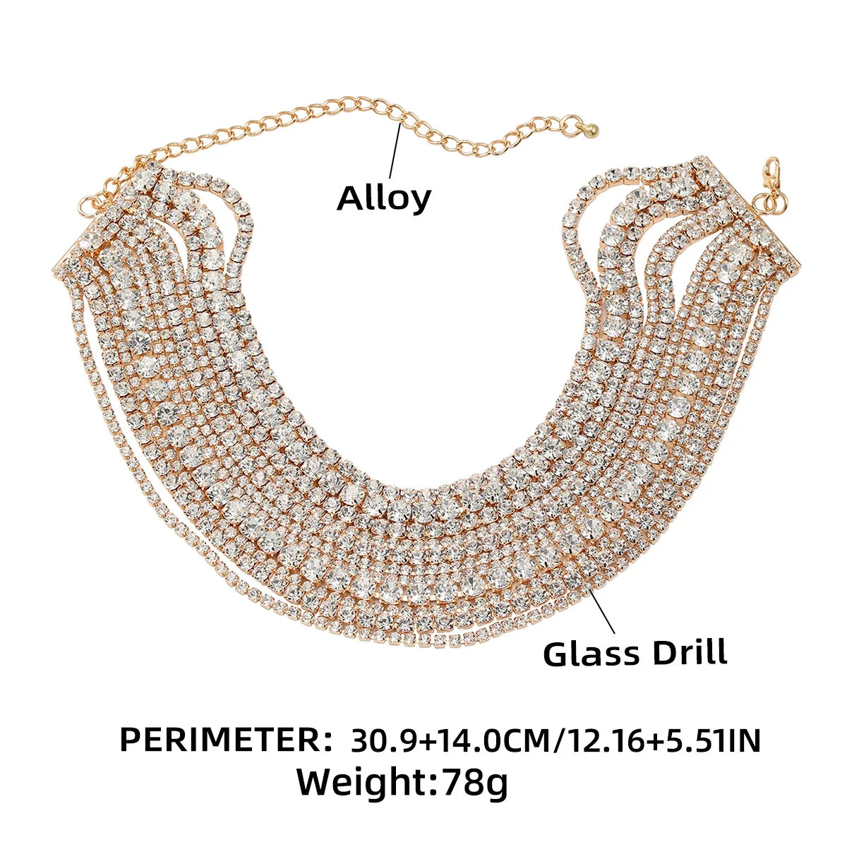 Luxury Multilayers Crystal Chokers Necklaces for Women Rhinestone Chains Necklaces Statements Jewelry-Dollar Bargains Online Shopping Australia