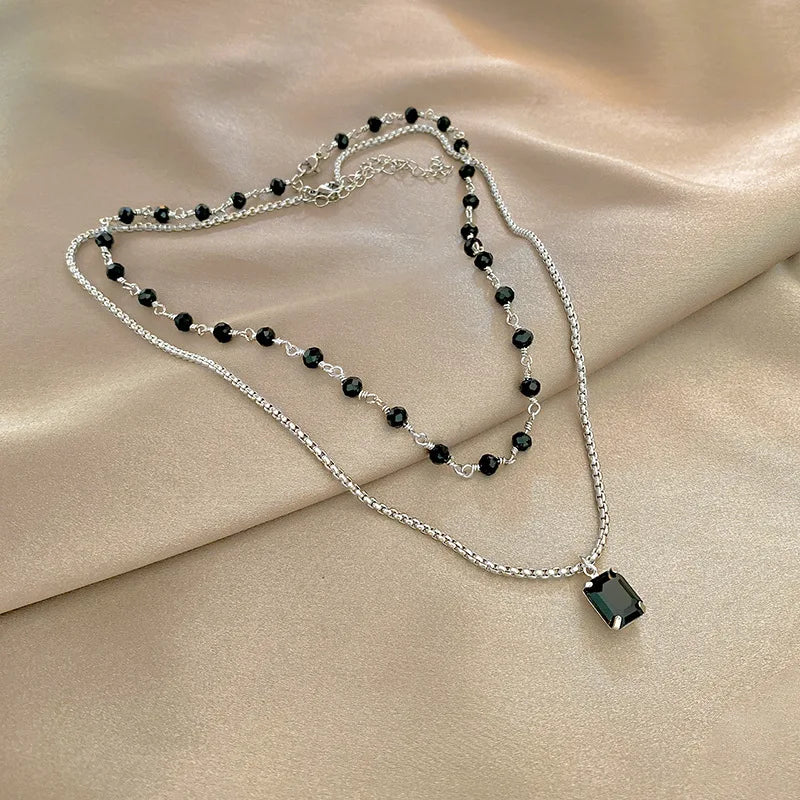 Kpop Heart Necklace French Lucky Bean Love Clavicle Chain Korean Simple Female double layer Necklace Female Pendant for Women-Dollar Bargains Online Shopping Australia