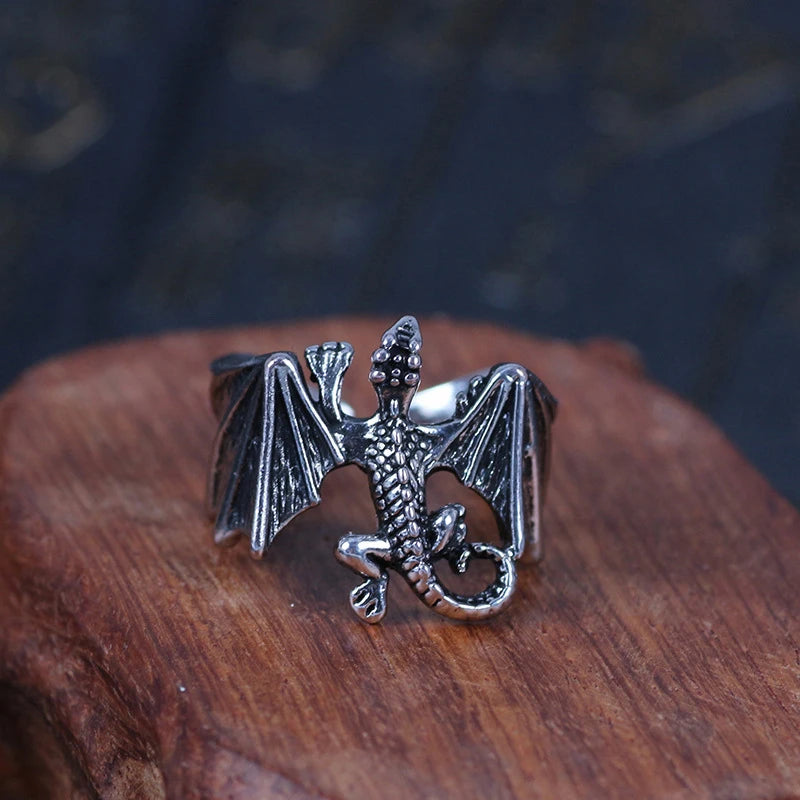 Vintage Dragon Bat Rings for Women Gothic Adjustable Animal Finger Opening Ring Punk Halloween Party Jewelry-Dollar Bargains Online Shopping Australia