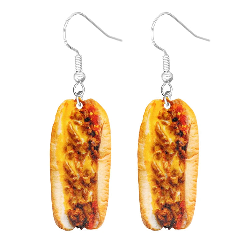 Food Earring 2D Handmade Cute Interesting Taco Corn Crunchy Burger Biscuits French Fries Ice Cream Cheese Cute-Dollar Bargains Online Shopping Australia