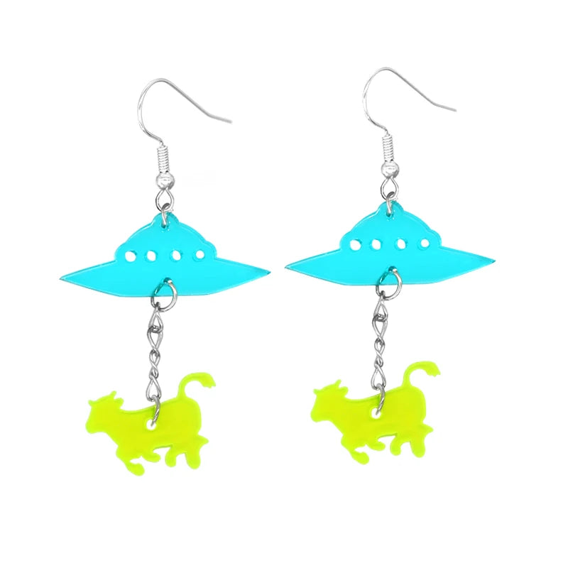 Earrings For Women UFO Acrylic Astronaut Star Lightning Cat Cute Hip Hop Exaggeration Special Creativity Jewelry Rainbow-Dollar Bargains Online Shopping Australia