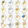 Fidget Spinner Ring Anxiety for Women Multiple Crystal Flower Eye Butterfly Animal Ring Rotate Anti Stress Wedding Jewerly-Dollar Bargains Online Shopping Australia