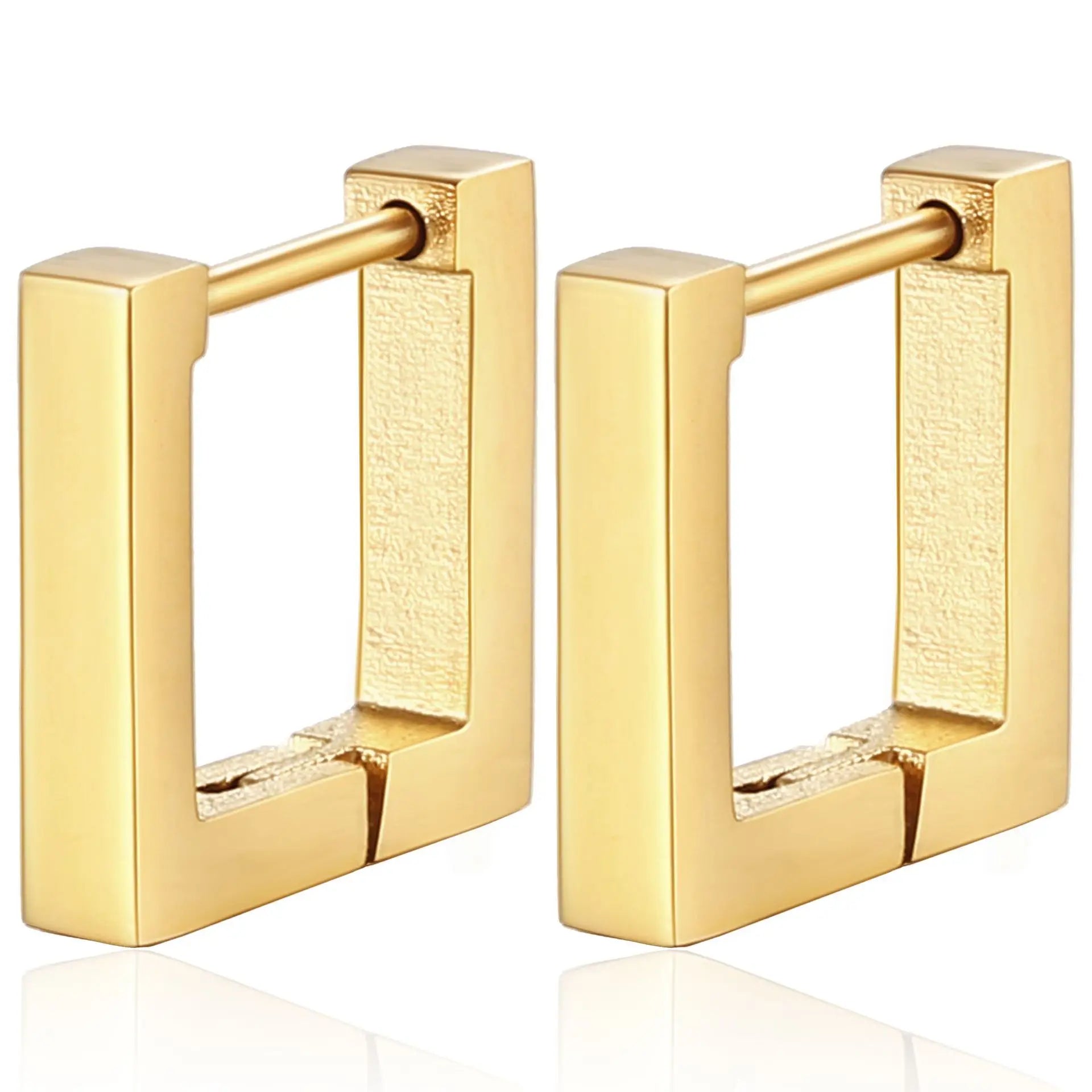 2PCS New Gold Color Square Hoop Earrings Women Men Stainless Steel Huggie Minimalist Punk Unisex Rock Earrings Piercing Jewelry-Dollar Bargains Online Shopping Australia