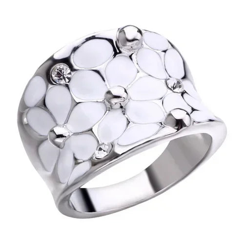 Temperament Wedding Jewellery Fashion Flower Oil Dripping Ring for Women-Dollar Bargains Online Shopping Australia