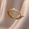 Opal Stone Rings For Women Vintage Wedding Open Adjustable Finger Ring Fashion-Dollar Bargains Online Shopping Australia