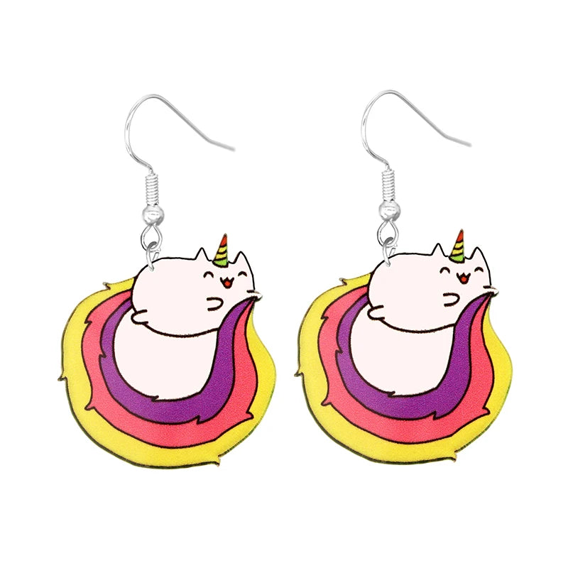 Cute Cat Design Dangle Earrings Acrylic Jewelry Adorable Gift For Women Girls Daily Casual Frog Bee Pig Hamster-Dollar Bargains Online Shopping Australia