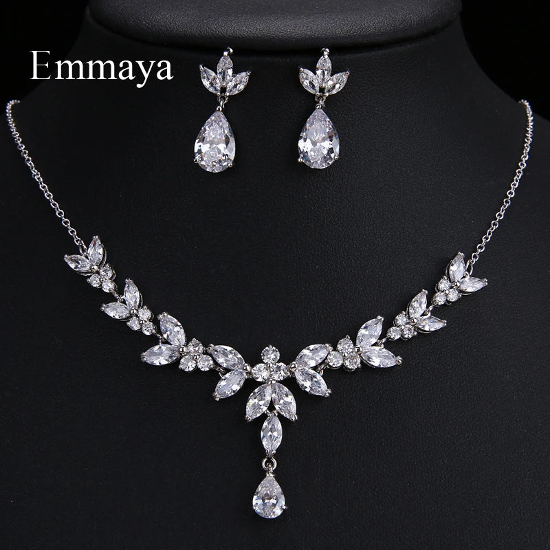 Jewelry Sets For Women Wedding Party Accessories Cubic Zircon Stud Earrings & Necklace Gift-Dollar Bargains Online Shopping Australia