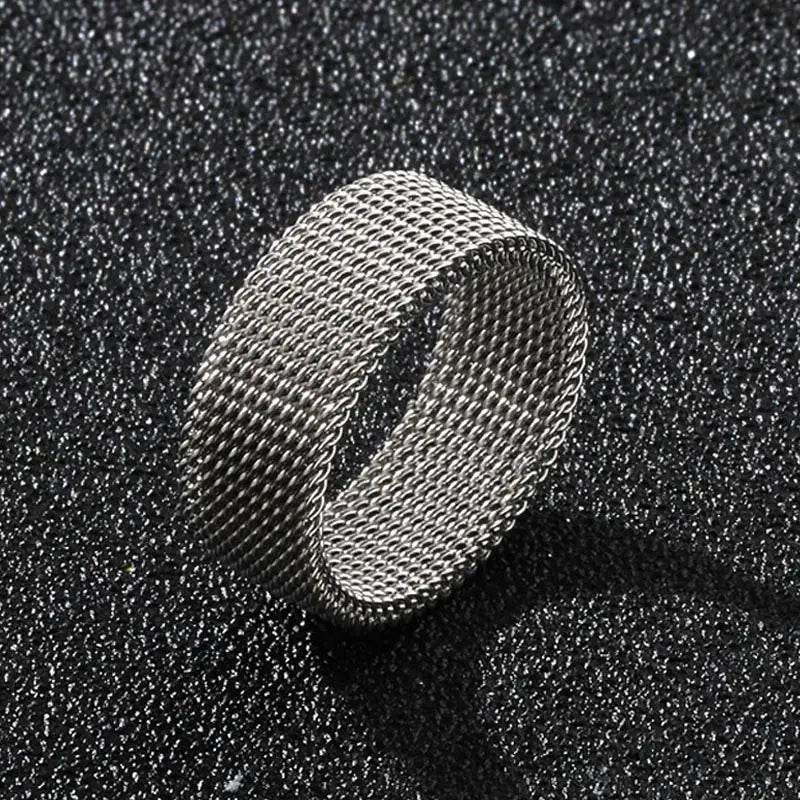 8mm Wide Stainless Steel Rings Titanium Couple Rings Deformable Mesh Accessories for Women Men Jewelry Wedding Gift-Dollar Bargains Online Shopping Australia