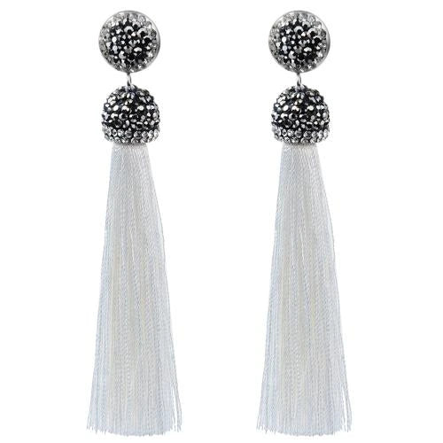 Long Tassel Earrings Handmade Bohemian Unusual Silk Crystal Dangle Drop Hanging Earrings-Dollar Bargains Online Shopping Australia