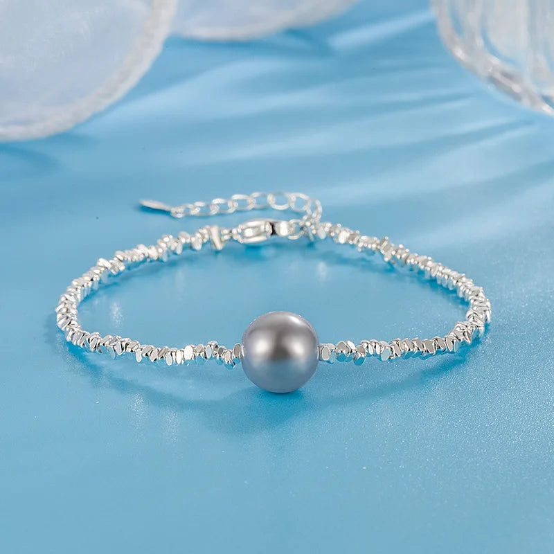 Silver Geometric Bead Pearl Punk Irregular Asymmetric Adjustable Bracelet For Woman Girl Fashion Jewelry-Dollar Bargains Online Shopping Australia