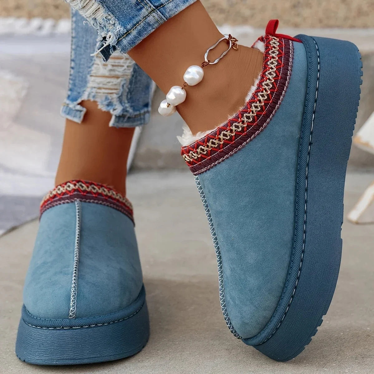 Ankle Flats Platform Women Snow Boots Suede Plush Warm Winter Thick Fashion Shoes Chelsea Women Boots-Dollar Bargains Online Shopping Australia