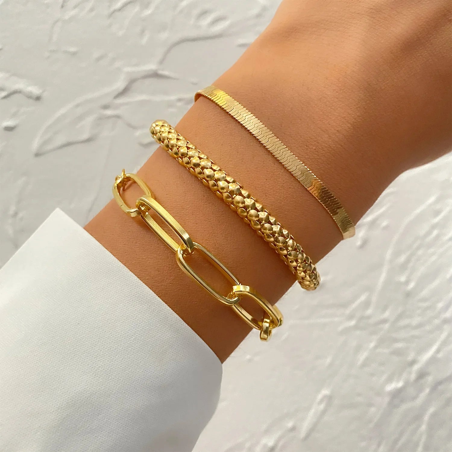 Fashion Thick Chain Link Bracelets Bangles For Women Vintage Snake Chain Gold Silver Color Bracelets Set Punk Jewelry-Dollar Bargains Online Shopping Australia