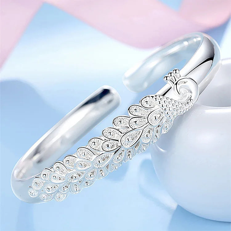 925 Sterling Silver Big Bangles Bracelet Cute Charms for Women Lady Fashion Jewelry Adjustment Cuff Wedding Luxury-Dollar Bargains Online Shopping Australia