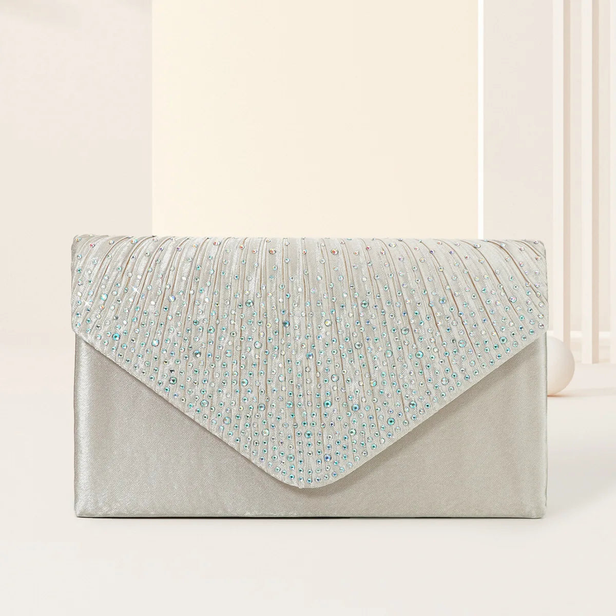 Elegant Rhinestone Evening Bag Ruched Clutch Purse Luxury Flap Handbag-Dollar Bargains Online Shopping Australia