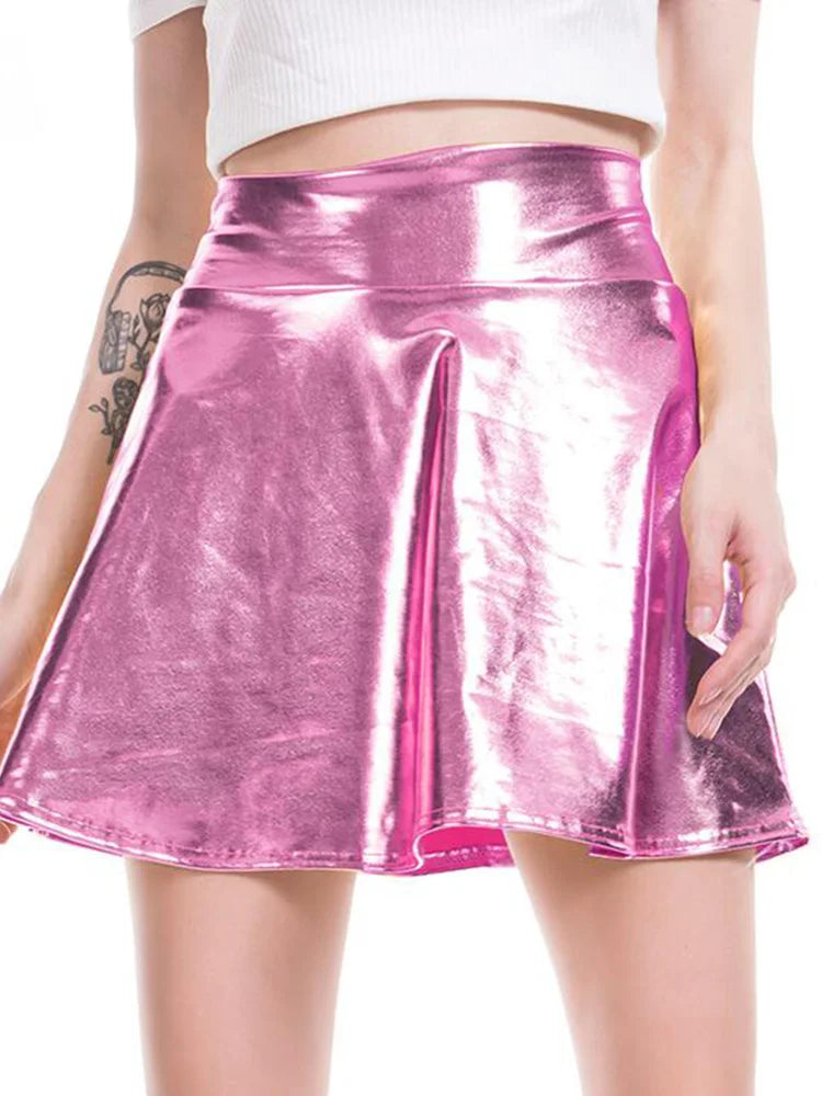 Pleated Skirts Women Short Sexy Elastic High Waist Solid Casual Green Silver Gold Pink Mini Party Clubwear-Dollar Bargains Online Shopping Australia