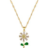 Women's Jewelry Set Shiny Zircon Green Leaf Flower Pendant Necklace Earrings Set Suitable for Daily Wear-Dollar Bargains Online Shopping Australia