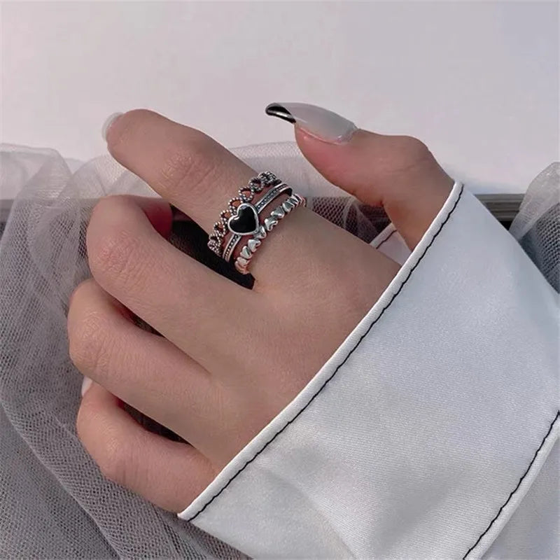 Heart Rings For Women Minimalist Aesthetic Drop Of Oil Open Rings Female Dinner Party Charming Ring Set Jewelry-Dollar Bargains Online Shopping Australia