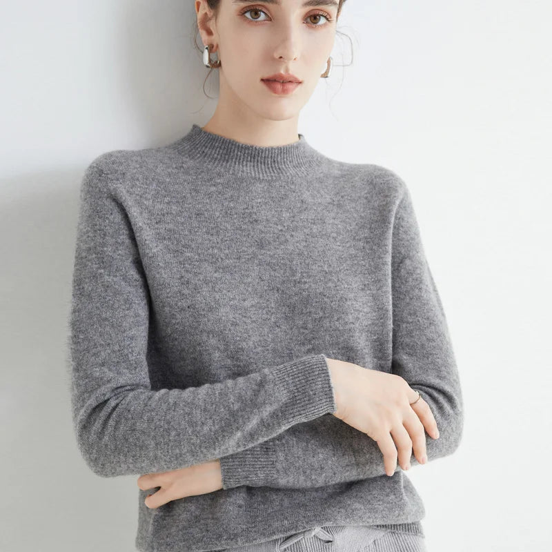 Wool Sweater Women's Loose Half Turtleneck Pullover Spring and Autumn Basic Style Simple Bottoming Top-Dollar Bargains Online Shopping Australia