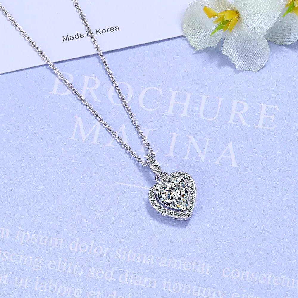 925 Sterling Silver Zircon Heart Pendants Necklaces For Women Luxury Designer Jewelry Gift-Dollar Bargains Online Shopping Australia