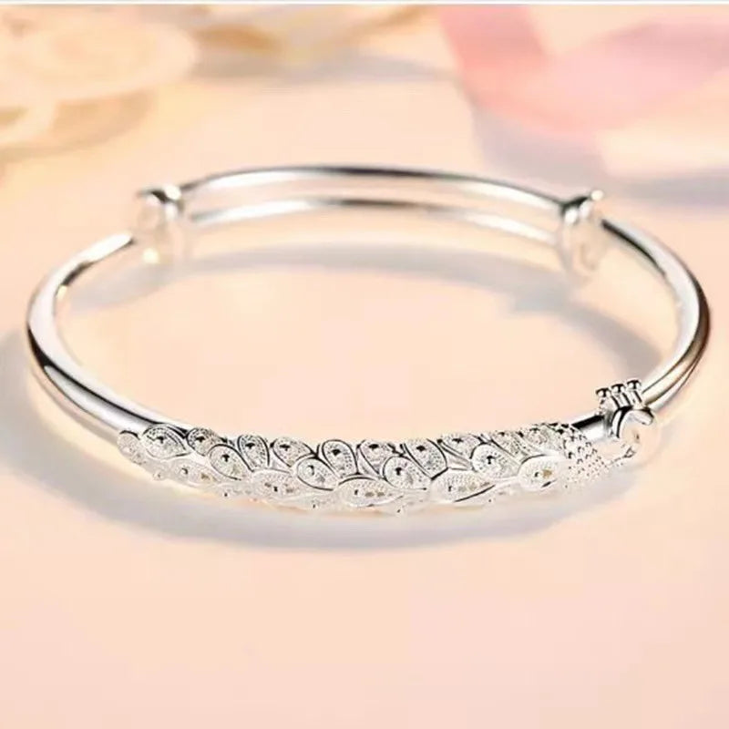 925 Sterling Silver Big Bangles Bracelet Cute Charms for Women Lady Fashion Jewelry Adjustment Cuff Wedding Luxury-Dollar Bargains Online Shopping Australia