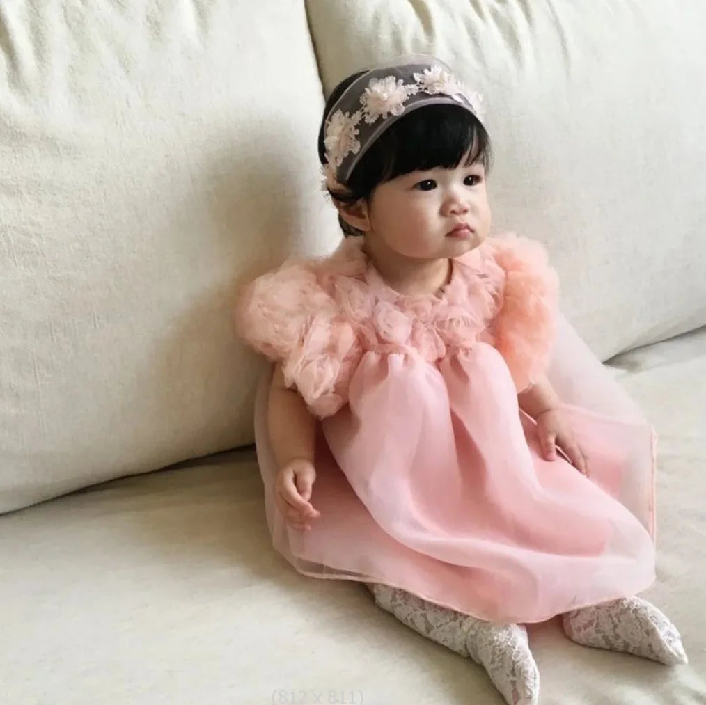 1st Birthday Party Baby Dress Summer Princess One Year Baby Girls Dress Clothes Flower Puff Sleeve Toddler Dresses For Girl-Dollar Bargains Online Shopping Australia