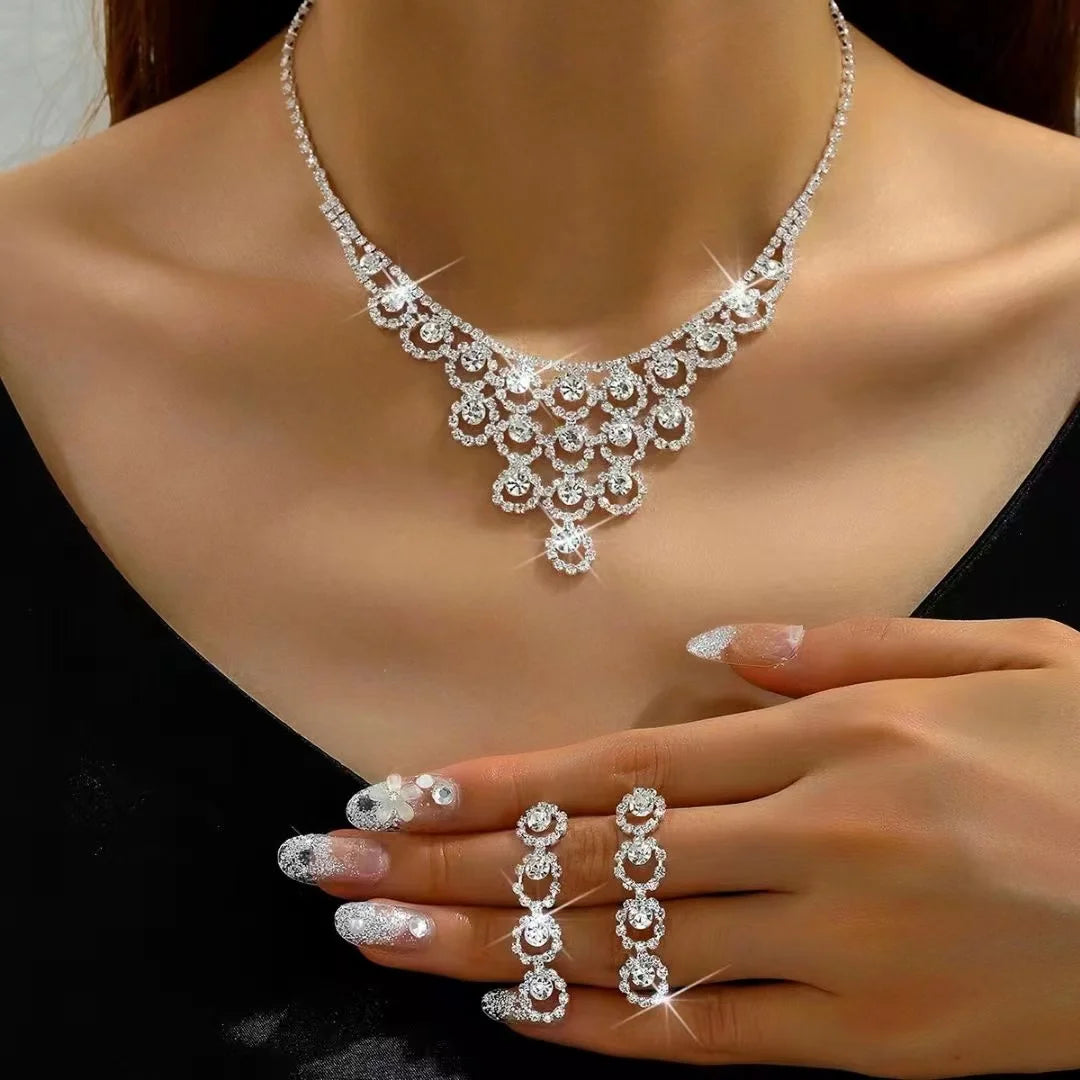 Sparkling Silver Color Crystal Collar Chain Choker Necklace Bridal Women Wedding Party Diamante Rhinestone Choker Jewelry Gifts-Dollar Bargains Online Shopping Australia