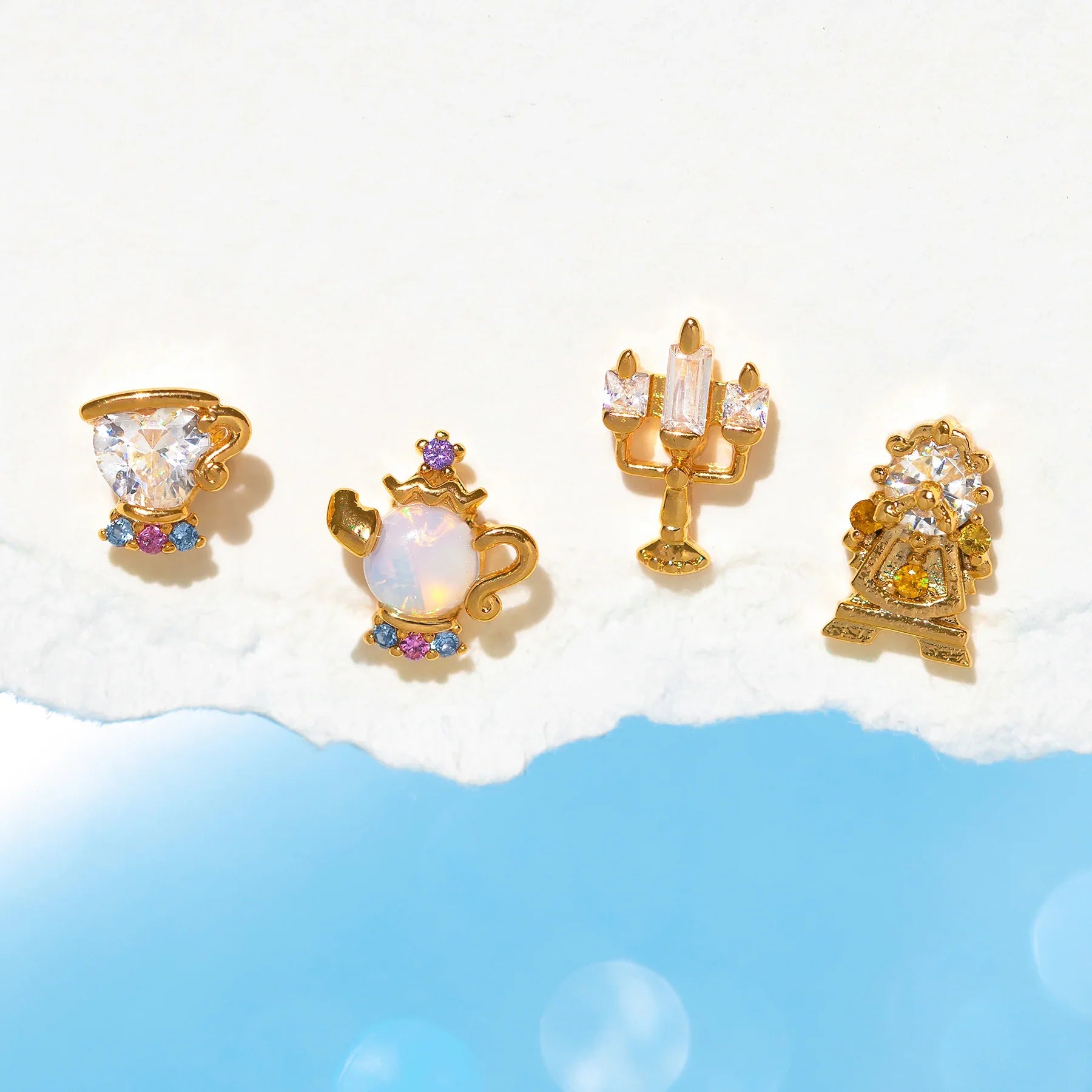 4pcs Fairy Cute Animal Comb Princess Stud Earrings Set Fashion Zircon Crystal Women Girls Gift Jewelry-Dollar Bargains Online Shopping Australia