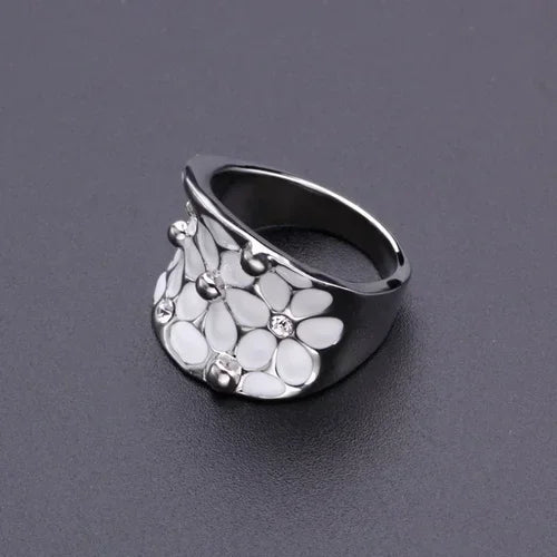 Temperament Wedding Jewellery Fashion Flower Oil Dripping Ring for Women-Dollar Bargains Online Shopping Australia