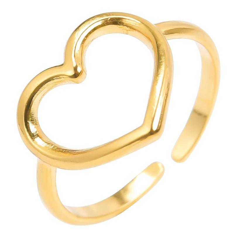 Elegant Girl Jewelry Love Stainless Steel Heart Rings For Women Accessories Finger Ring Adjustable-Dollar Bargains Online Shopping Australia