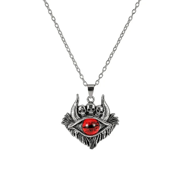 Pentagram shape Devil's Eye Pendant Necklace For Men And Women Punk Retro Non Adjustable Metal Collar Trending Jewelry Gifts-Dollar Bargains Online Shopping Australia