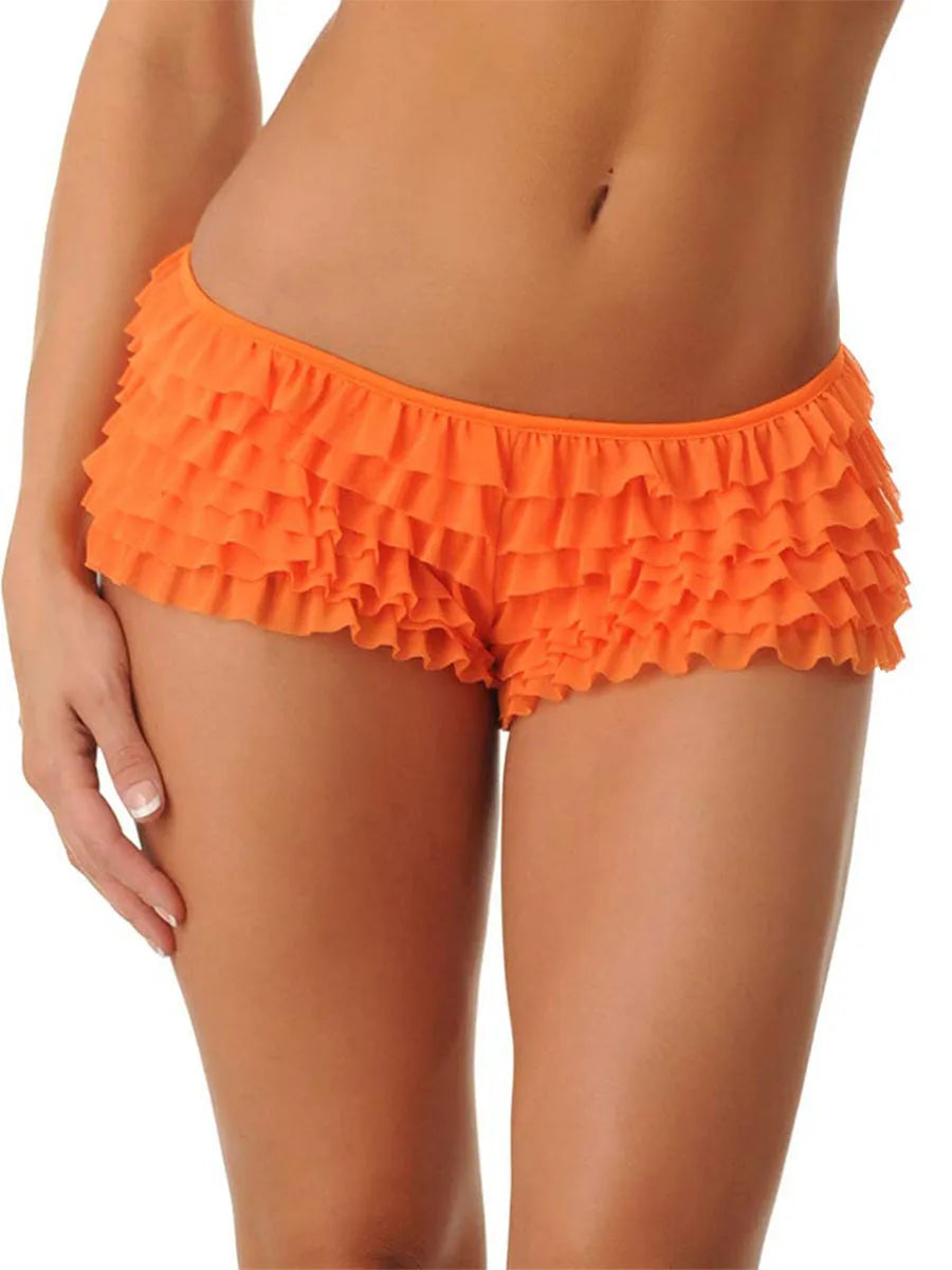 Women Summer Shorts Panties Solid Color Breathable Ruffles Underwear Elastic Boxer Briefs with Bow for Ladies-Dollar Bargains Online Shopping Australia