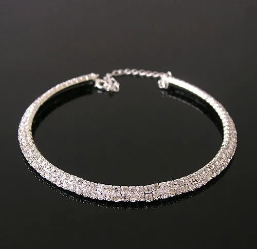 Sparkling Silver Color Crystal Collar Chain Choker Necklace Bridal Women Wedding Party Diamante Rhinestone Choker Jewelry Gifts-Dollar Bargains Online Shopping Australia