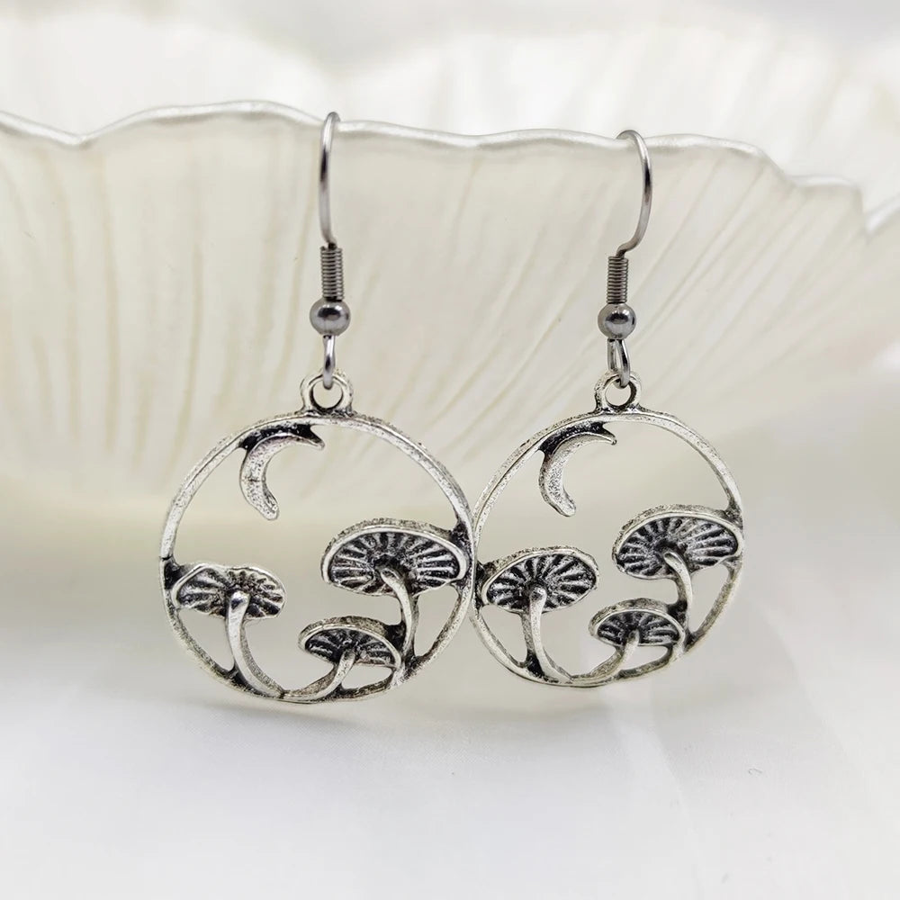 Vintage Bohemian Style Gothic Mushroom Decorative Hoop Earrings Niche Alloy Jewellery Creative Gifts for Women Girls-Dollar Bargains Online Shopping Australia