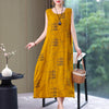 Vintage Summer Dress Vestido Print Natural Regular Sleeveless O-neck Cotton Dresses Women Clothing Plus Size-Dollar Bargains Online Shopping Australia