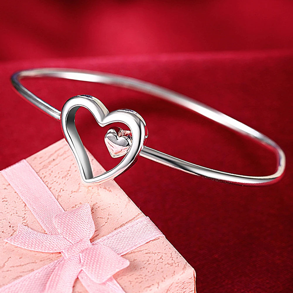 925 Sterling Silver Big Bangles Bracelet Cute Charms for Women Lady Fashion Jewelry Adjustment Cuff Wedding Luxury-Dollar Bargains Online Shopping Australia