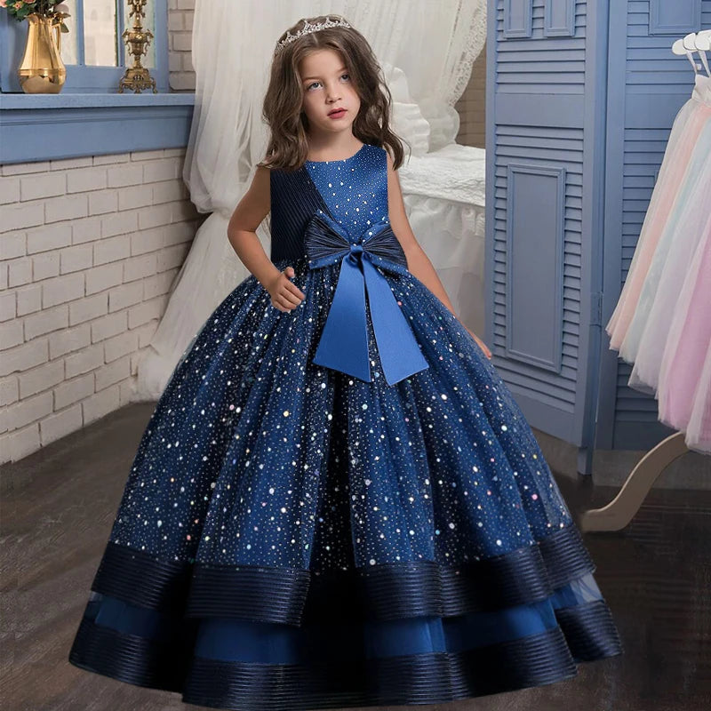 Kids Dress Flower Long Beading Elegant Teenagers Prom Gowns Dresses Girl Party Kid Evening Bridesmaid Princess-Dollar Bargains Online Shopping Australia